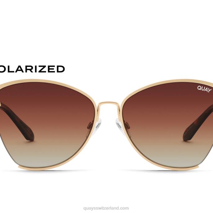 Abenddämmerung bis zum Morgengrauen 00HB101 gold/braun polarisiert Frauen Quay - Quay brille