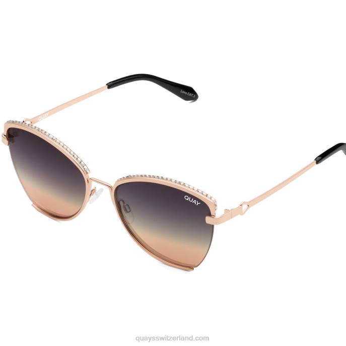 Quays Switzerland - Bling von der Dämmerung bis zum Morgengrauen 00HB883 Rose/schwarze Rose verblasst Frauen Quay