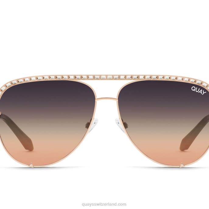 High-Key-Bling 00HB543 Gold/schwarze Rose verblasst Frauen Quay - Quay brille