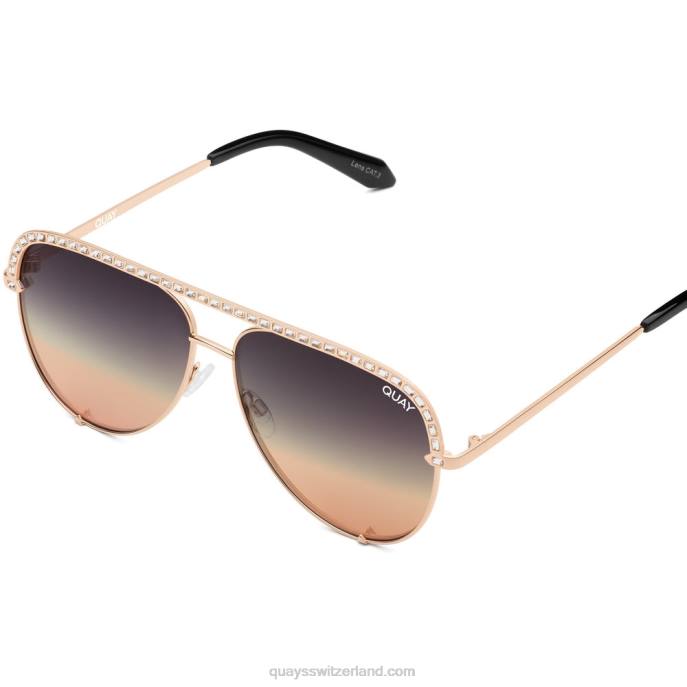 Quays Switzerland - High-Key-Bling 00HB880 Gold/schwarze Rose verblasst Frauen Quay