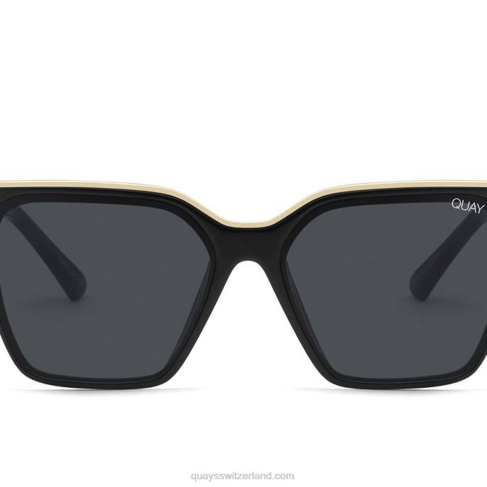 Quay sonnenbrille - aufleveln 00HB849 Schwarzgold/Rauch Frauen Quay