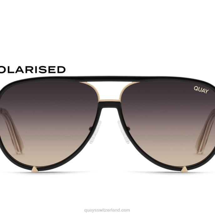 Quays Switzerland - hochkarätig 00HB856 schwarz gold/rauchtaupe polarisiert Frauen Quay