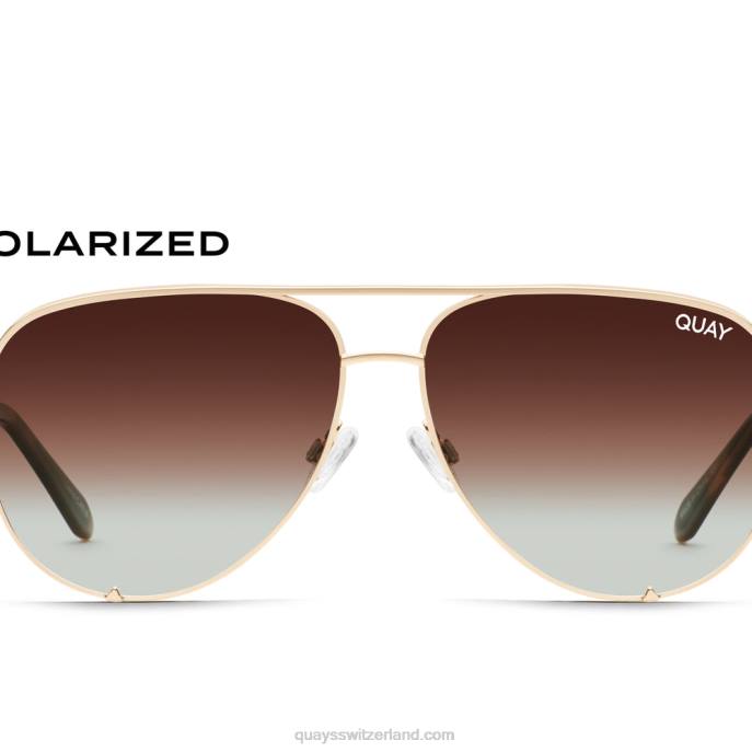 hoher Schlüssel 00HB17 gold/braun verblassen polarisiert Frauen Quay - Quay brille