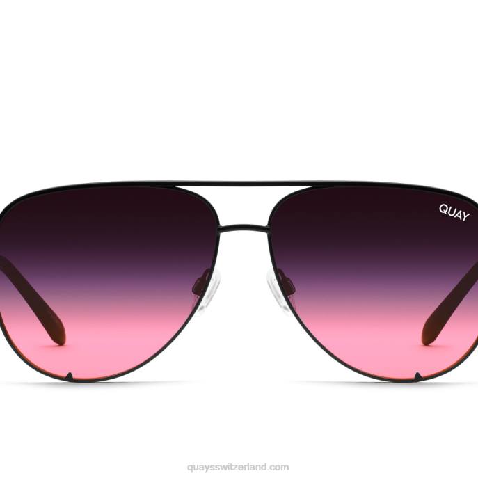 Quay sonnenbrille - hoher Schlüssel 00HB21 schwarz/schwarz rosa verblassen Frauen Quay