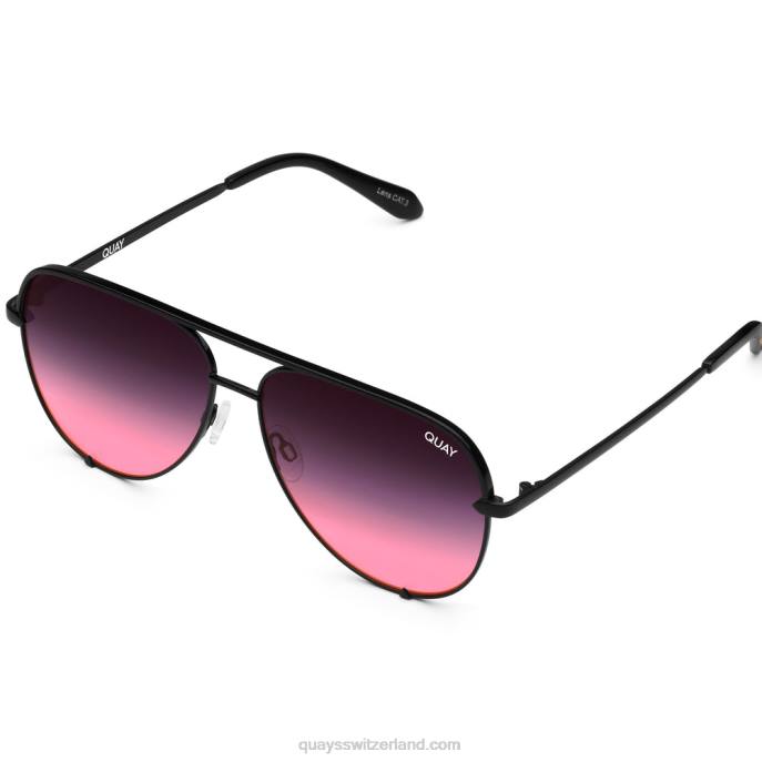 Quay sonnenbrille - hoher Schlüssel 00HB21 schwarz/schwarz rosa verblassen Frauen Quay