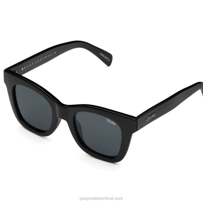 nach Geschäftsschluss 00HB537 glänzend schwarz/smoke polarisiert Frauen Quay - Quay brille