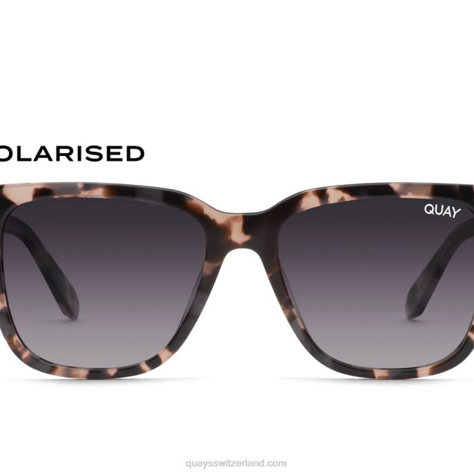 Quay sonnenbrille - verdrahtet groß 00HB906 Milchschildkröte/Rauch polarisiert Frauen Quay