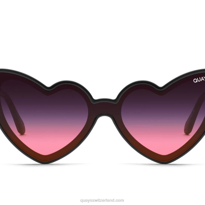 Quay sonnenbrille - von der Liebe angeschlagen 00HB544 schwarz/schwarzrosa Frauen Quay
