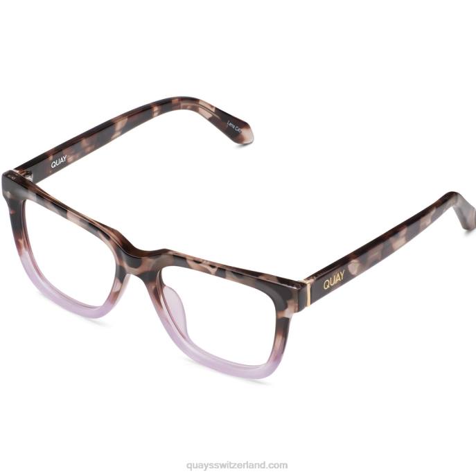 Quay sonnenbrille - kabelgebundener Abschrägungsempfänger 00HB410 milchig schildkröte bis flieder/klar rxQuay
