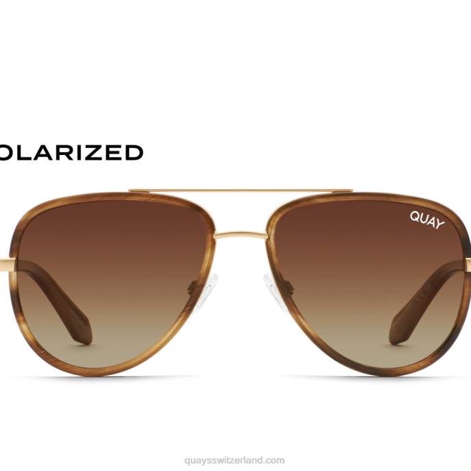 Quay sonnenbrille - alles drin 00HB176 schildpatt gold/braun polarisiert Männer Quay