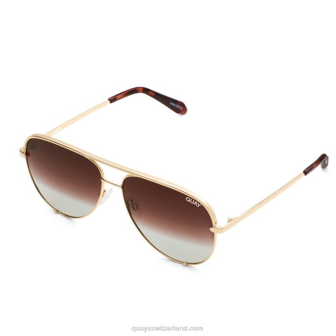 Quay sonnenbrille - hoher Schlüssel 00HB170 gold/braun verblassen polarisiert Männer Quay