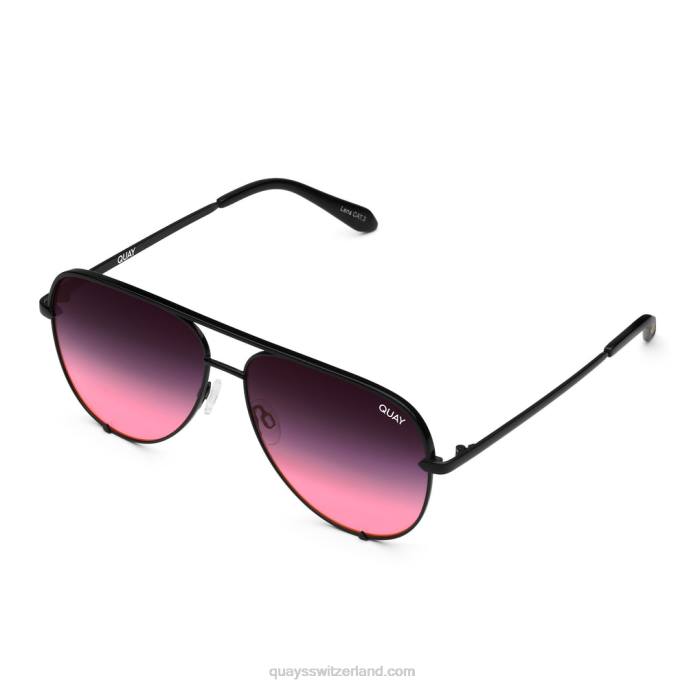 Quay sonnenbrille - hoher Schlüssel 00HB173 schwarz/schwarz rosa verblassen Männer Quay