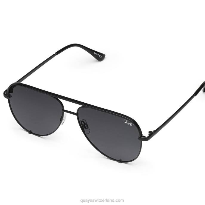 Quay sonnenbrille - hoher Schlüssel 00HB586 schwarzer Rauch Männer Quay