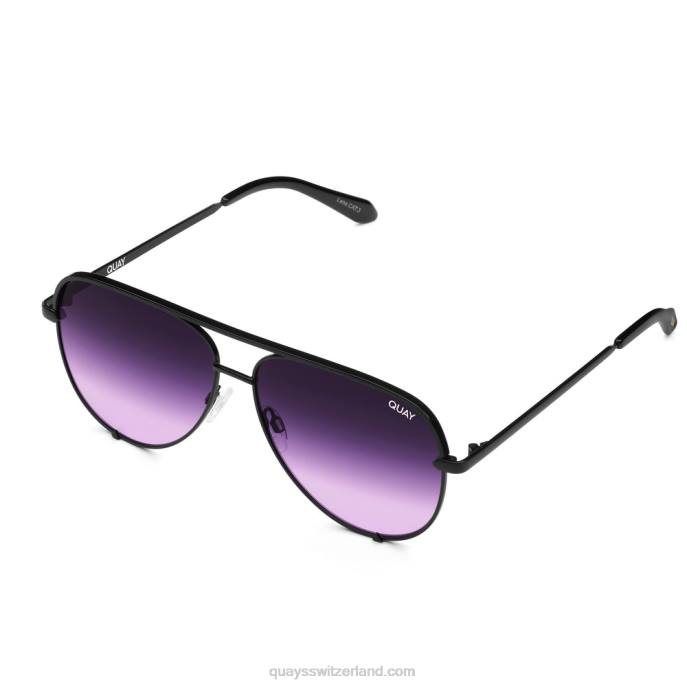 Quay sonnenbrille - hoher Schlüssel 00HB595 schwarz/schwarz lila Männer Quay
