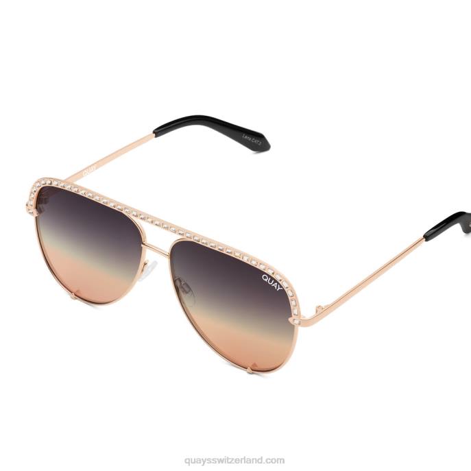 Quay sonnenbrille - High-Key-Bling 00HB614 Gold/schwarze Rose verblasstQuay