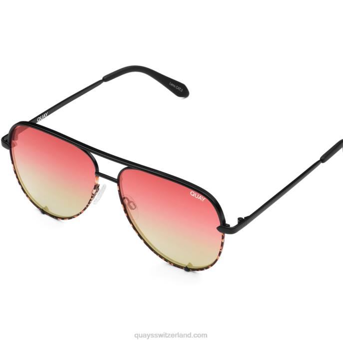 Quay sonnenbrille - High Key extra groß 00HB1038 zweifarbiges schwarzes Schildpatt/KoralleQuay
