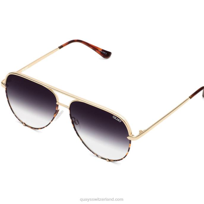 Quay sonnenbrille - High Key extra groß 00HB1041 zweifarbiges Gold Schildpatt/FadeQuay