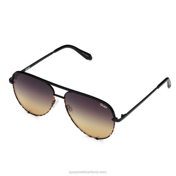 High Key groß 00HB1031 Zweifarbiges schwarzes Schildpatt/Schwarz zu GoldQuay - Quay brille