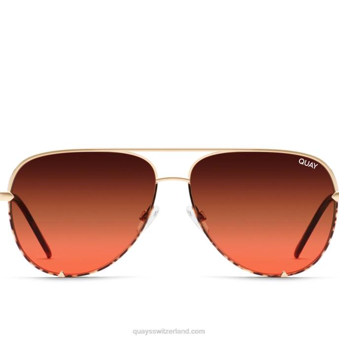 Quay sonnenbrille - High Key groß 00HB1032 zweifarbig gold/braun bis kastanienbraunQuay
