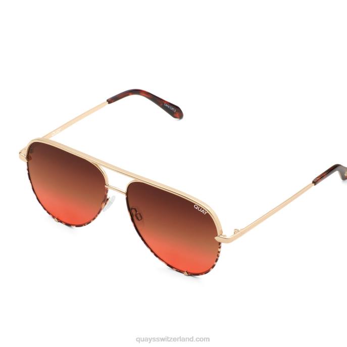 Quay sonnenbrille - High Key groß 00HB1032 zweifarbig gold/braun bis kastanienbraunQuay