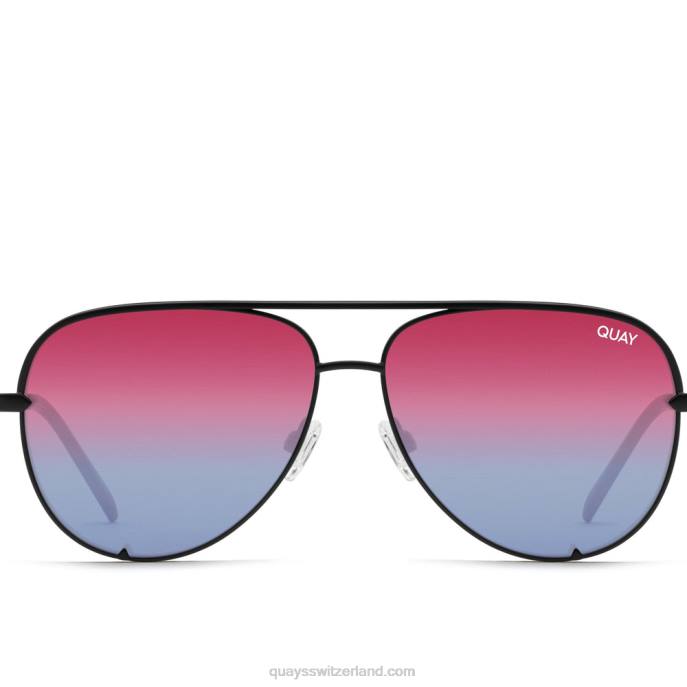 Quay sonnenbrille - High Key groß 00HB1035 matt schwarz/lila blauQuay