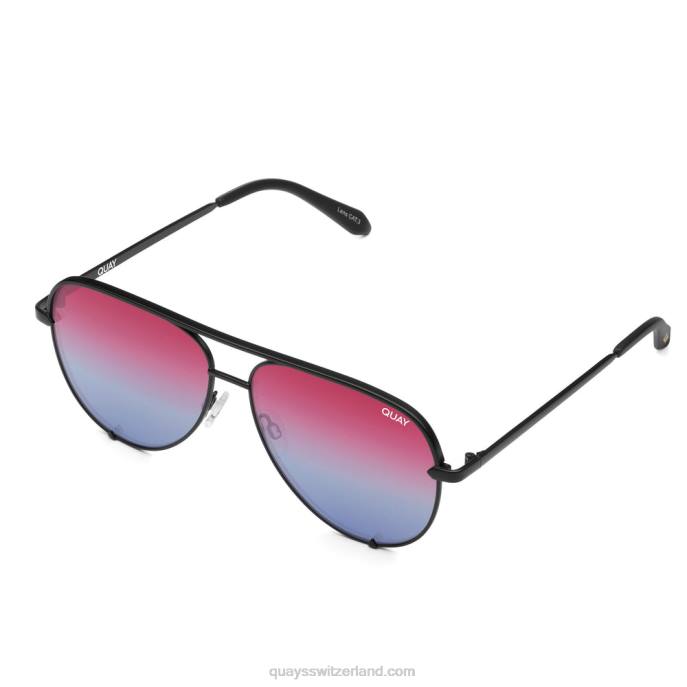 Quay sonnenbrille - High Key groß 00HB1035 matt schwarz/lila blauQuay