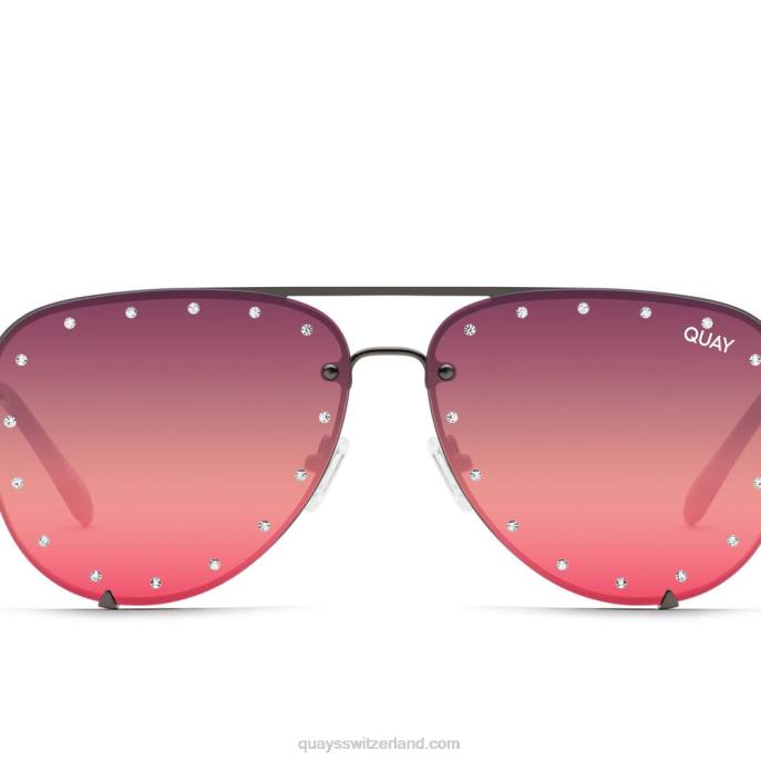 Quays Switzerland - High Key Strass extra groß 00HB966 silber/rosaQuay