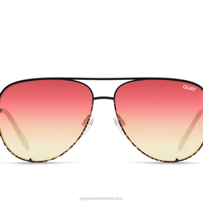 Quay sonnenbrille - High Key extra groß 00HB646 schwarze Schildkröte/KoralleQuay