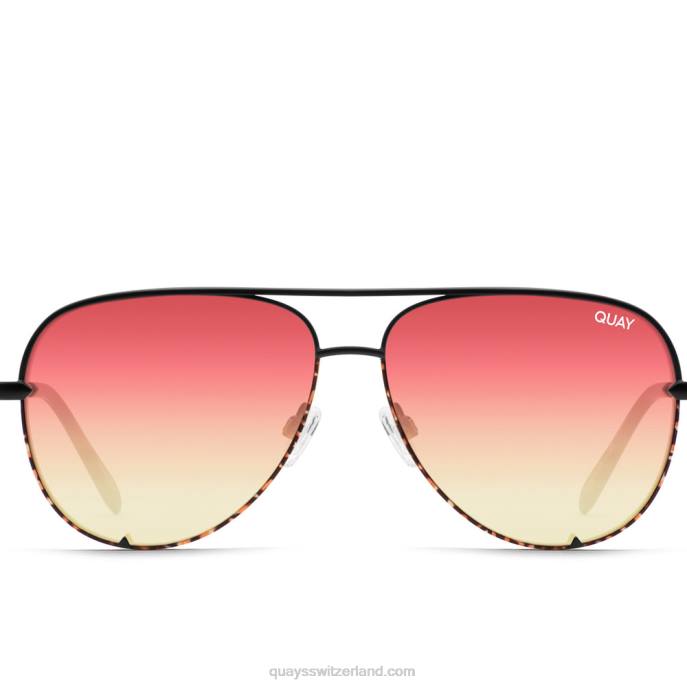 High Key groß 00HB639 schwarze Schildkröte/KoralleQuay - Quay brille