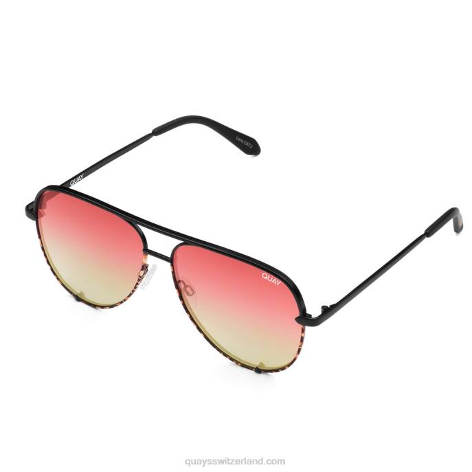 High Key groß 00HB639 schwarze Schildkröte/KoralleQuay - Quay brille