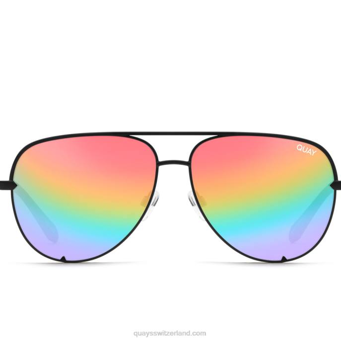 Quay sonnenbrille - High Key groß 00HB640 mattschwarz/regenbogenQuay