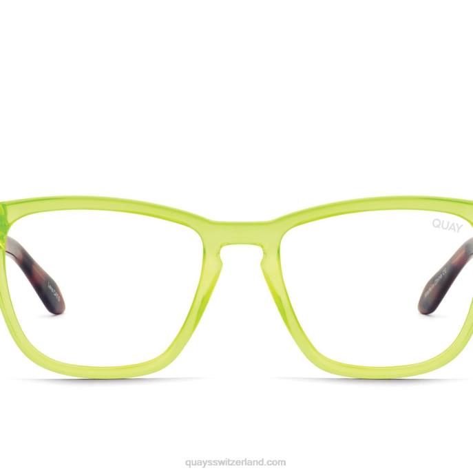 festverdrahtet groß 00HB687 neongelber schildpattbügel/klarQuay - Quay brille